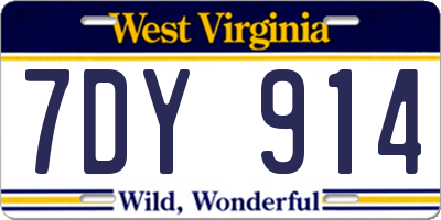 WV license plate 7DY914