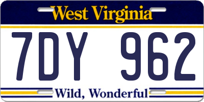 WV license plate 7DY962