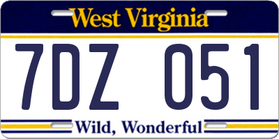 WV license plate 7DZ051