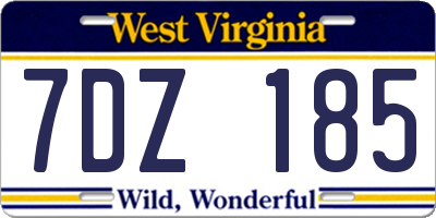WV license plate 7DZ185