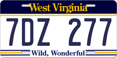 WV license plate 7DZ277