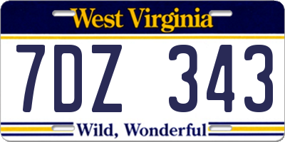 WV license plate 7DZ343