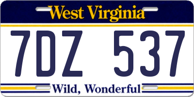 WV license plate 7DZ537