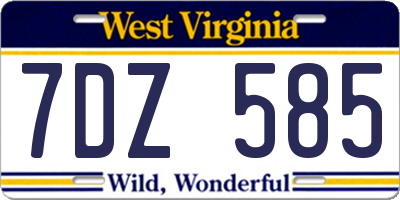 WV license plate 7DZ585