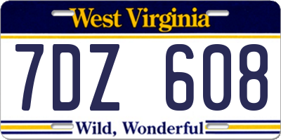 WV license plate 7DZ608