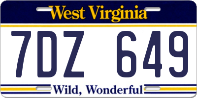WV license plate 7DZ649