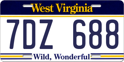 WV license plate 7DZ688
