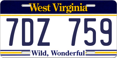 WV license plate 7DZ759