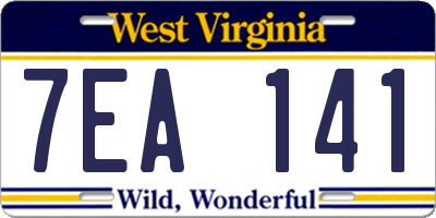 WV license plate 7EA141