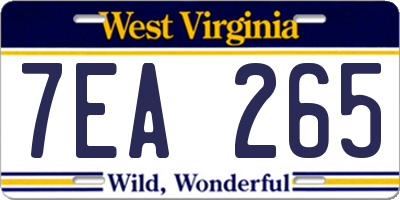 WV license plate 7EA265