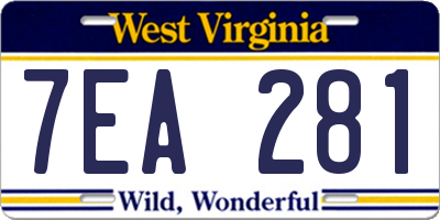 WV license plate 7EA281