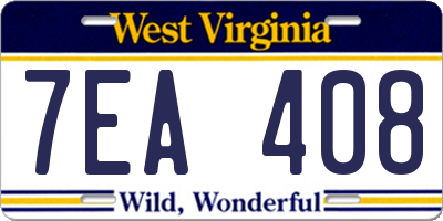 WV license plate 7EA408