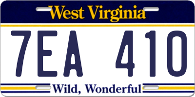 WV license plate 7EA410
