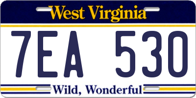 WV license plate 7EA530