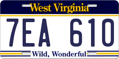 WV license plate 7EA610