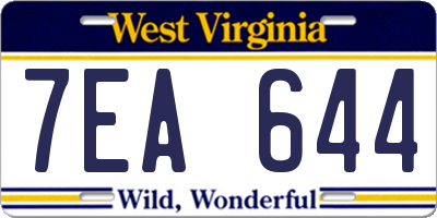 WV license plate 7EA644