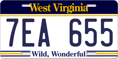 WV license plate 7EA655
