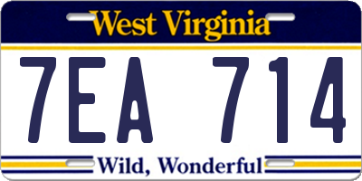 WV license plate 7EA714
