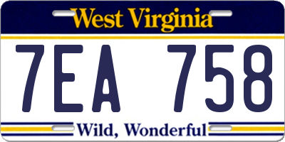 WV license plate 7EA758