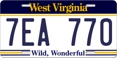 WV license plate 7EA770