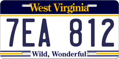 WV license plate 7EA812