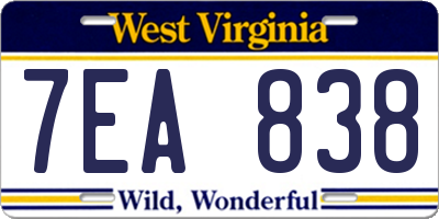 WV license plate 7EA838