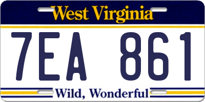 WV license plate 7EA861