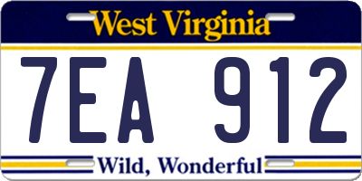 WV license plate 7EA912