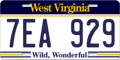WV license plate 7EA929