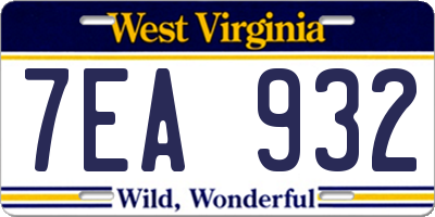 WV license plate 7EA932
