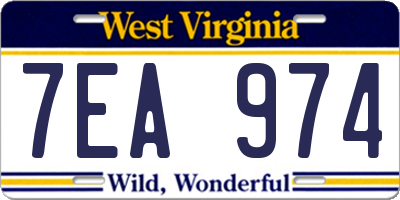 WV license plate 7EA974