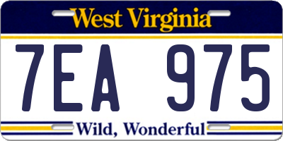 WV license plate 7EA975