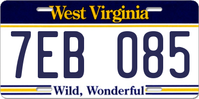 WV license plate 7EB085