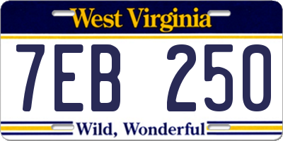 WV license plate 7EB250