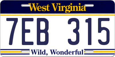 WV license plate 7EB315