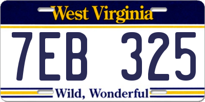 WV license plate 7EB325