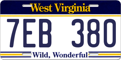 WV license plate 7EB380