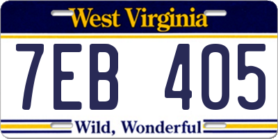 WV license plate 7EB405