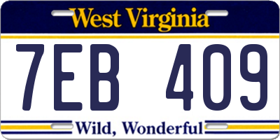 WV license plate 7EB409