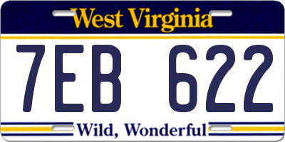 WV license plate 7EB622