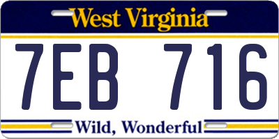 WV license plate 7EB716