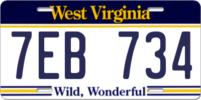 WV license plate 7EB734