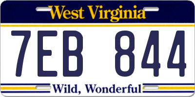 WV license plate 7EB844