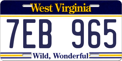 WV license plate 7EB965