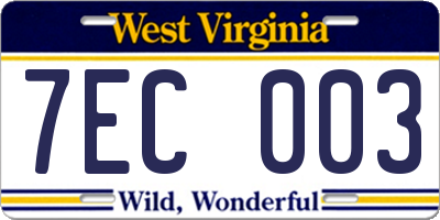 WV license plate 7EC003