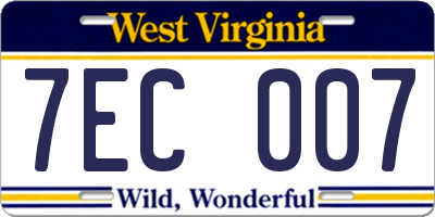 WV license plate 7EC007