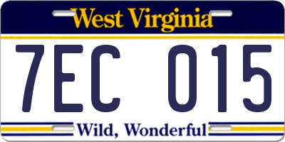 WV license plate 7EC015