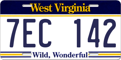 WV license plate 7EC142
