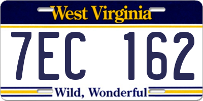 WV license plate 7EC162