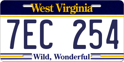 WV license plate 7EC254
